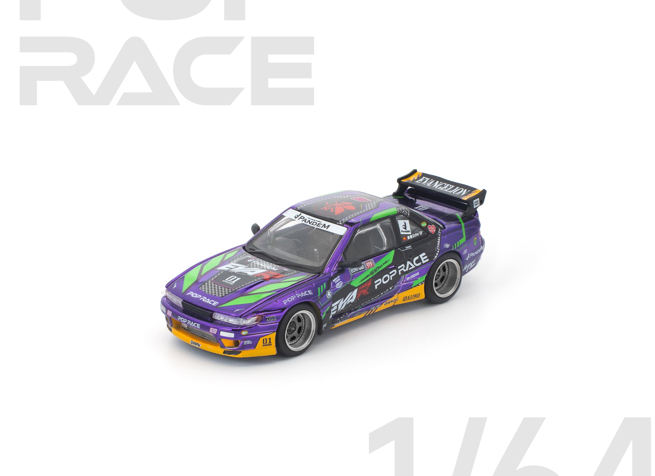 (Pre-order) POPRACE 1/64 PANDEM S13 EVA RT TEST TYPE-01 Diecast Model Car