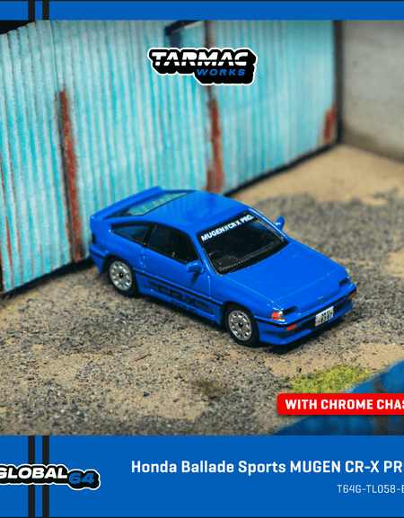Tarmac Works 1/64 HONDA Ballade Sports MUGEN CR-X PRO Blue Model Car
