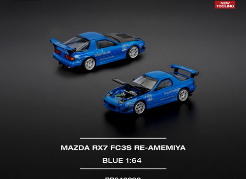 Load image into Gallery viewer, POPRACE 1/64 MAZDA RX7 (FC3S) RE-AMEMIYA RE-AMEMIYA BLUE Model Car
