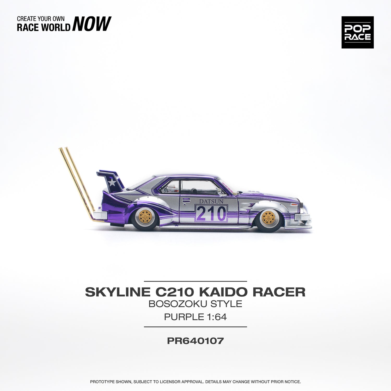 POPRACE 1/64 Skyline C210 Kaido Racer (Bosozoku Style) Purple
