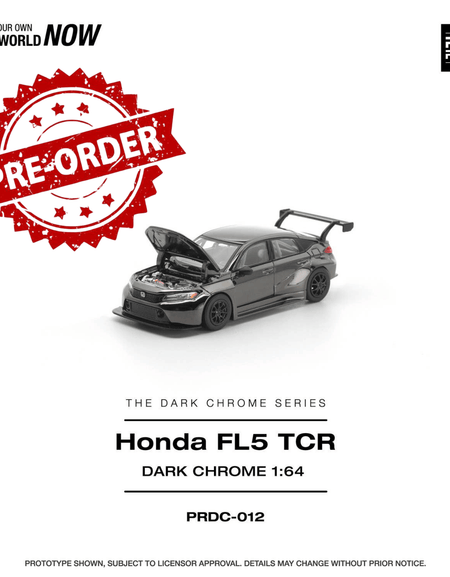 (Pre-order) POP RACE 1/64 HONDA CIVIC FL5 TCR DARK CHROME Diecast Model Car