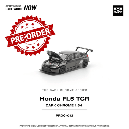 (Pre-order) POP RACE 1/64 HONDA CIVIC FL5 TCR DARK CHROME Diecast Model Car