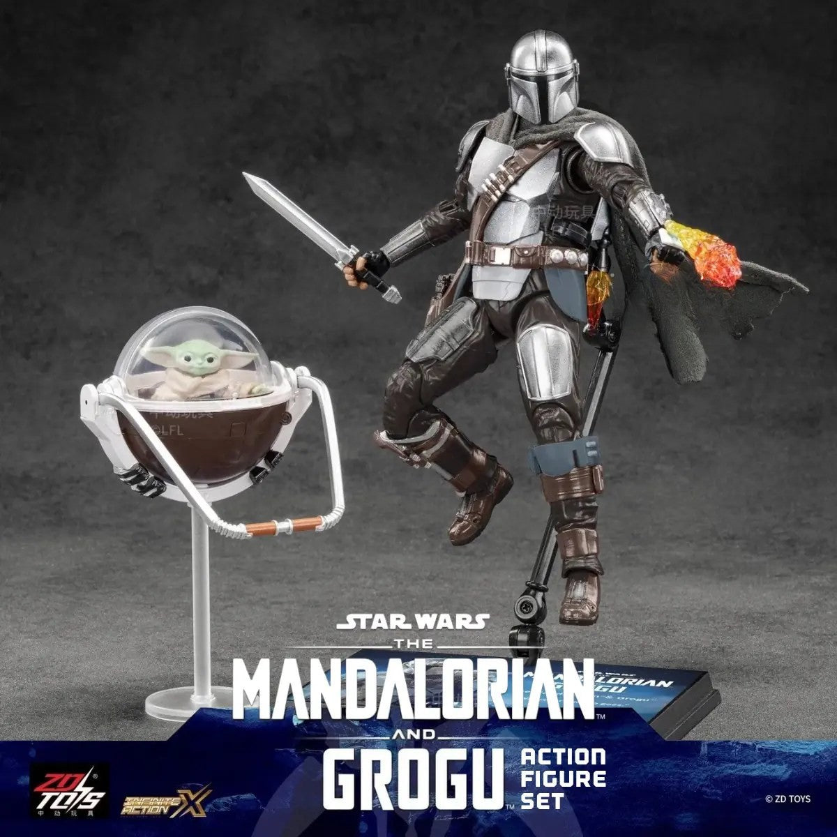 ZD Toys Star Wars Action Figures - The Mandalorian & Grugo Action Figure Set