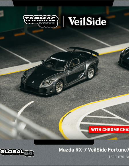 Tarmac Works 1/64 Mazda RX-7 VeilSide Fortune7 Grey metallic / Black