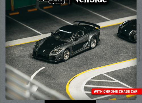 Load image into Gallery viewer, Tarmac Works 1/64 Mazda RX-7 VeilSide Fortune7 Grey metallic / Black
