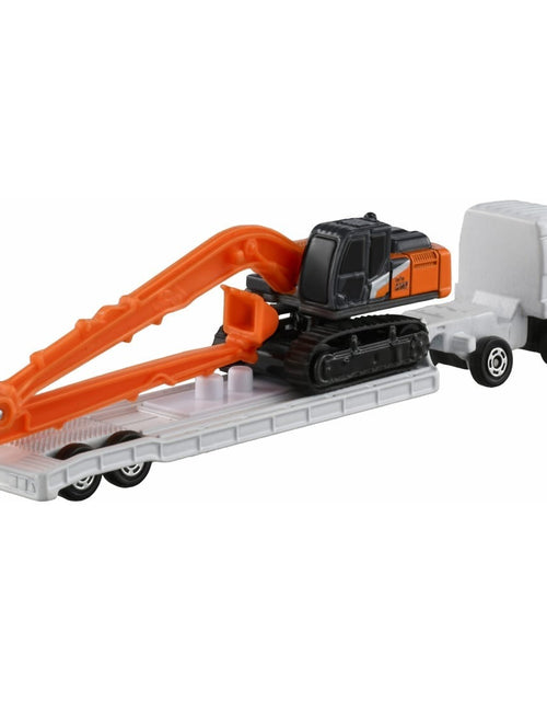 Load image into Gallery viewer, Takara Tomy Tomica No.143 Hitachi Long Front Excavator ZX210-7 SLF &amp; Transporter
