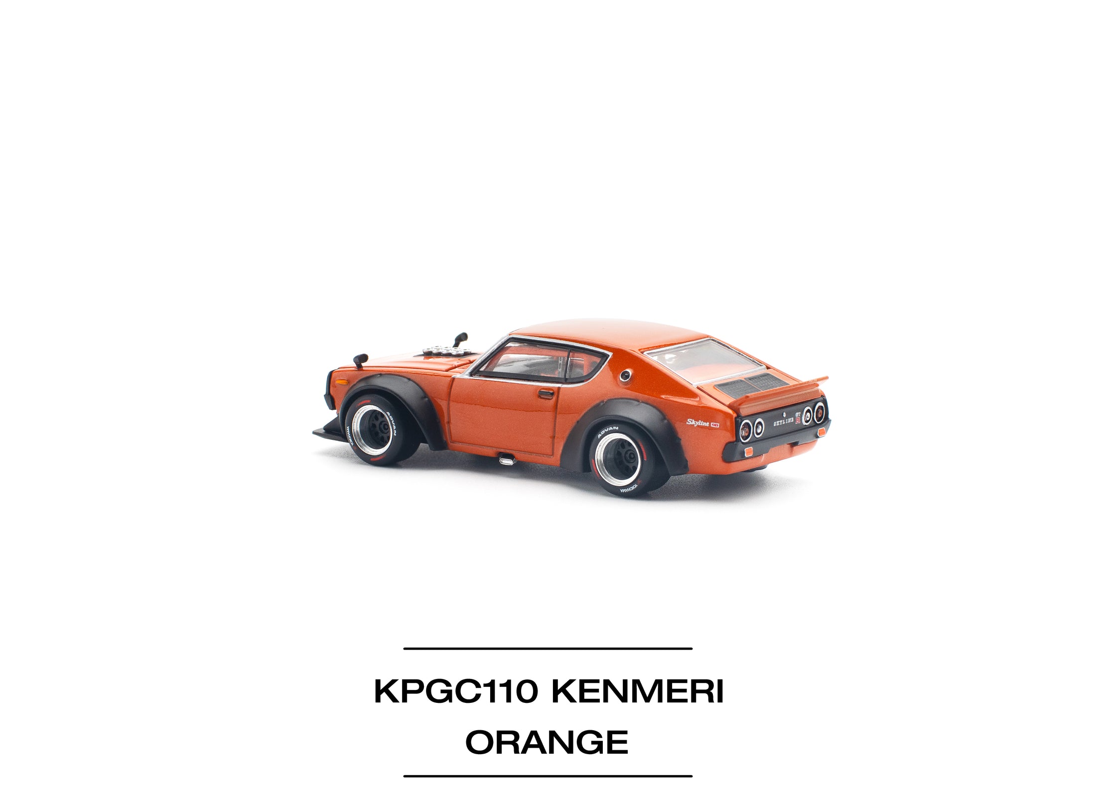 POPRACE 1/64 SKYLINE GT-R V8 DRIFT (KENMERI) ORANGE Model Car