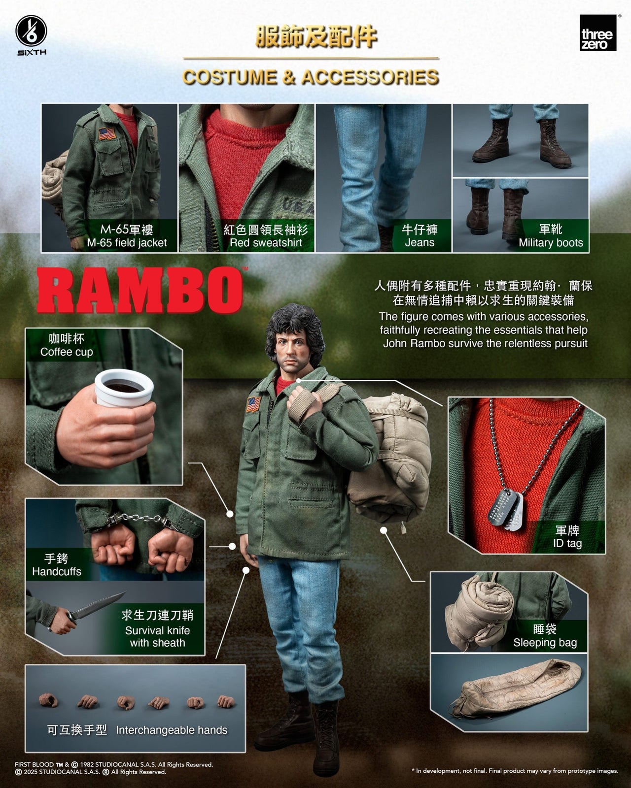 Threezero Rambo: First Blood 1/6 John Rambo (Field Jacket) Action Figure Set