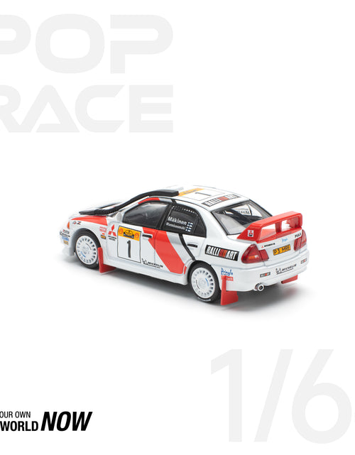 Load image into Gallery viewer, POPRACE 1/64 MITSUBISHI LANCER EVOLUTION IV SAFARI RALLY KENYA 1998

