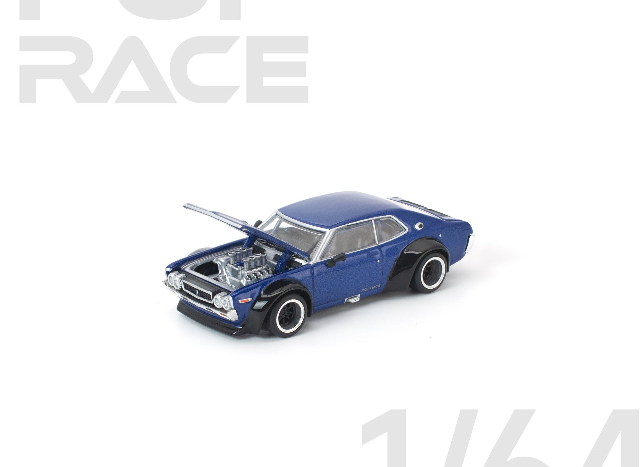 (Pre-order) POP RACE 1/64 LAUREL C130 BLUE Diecast Model Car #PR640320