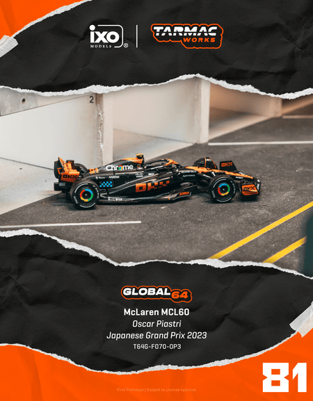 Tarmac Works McLaren MCL60 Japanese Grand Prix 2023 Oscar Piastri