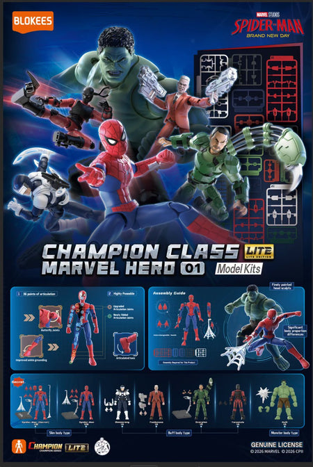 Blokees Figure Marvel Champion Class Lite 01 Spider-Man Brand New Day Full set