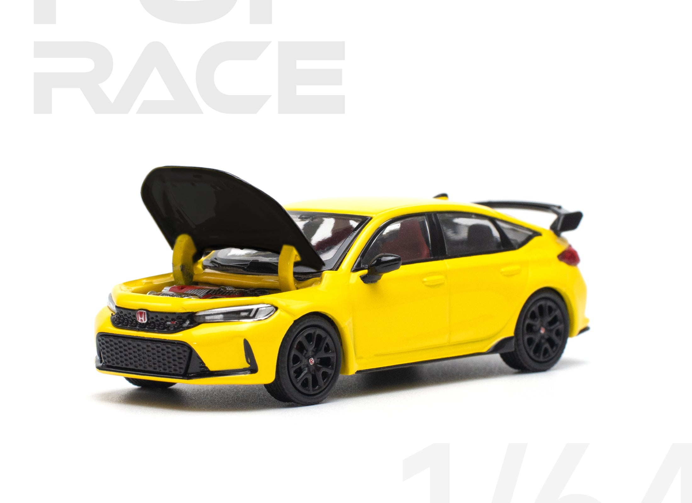 POPRACE 1/64 HONDA CIVIC FL5 TYPE-R SUNLIGHT YELLOW Model Car
