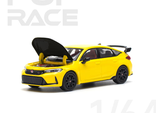 Load image into Gallery viewer, POPRACE 1/64 HONDA CIVIC FL5 TYPE-R SUNLIGHT YELLOW Model Car
