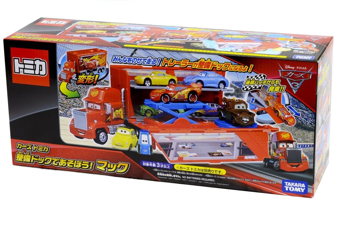 Tomica Takara Tomy Disney lighting McQueen Transforming Maintenance Dock Mac Toy