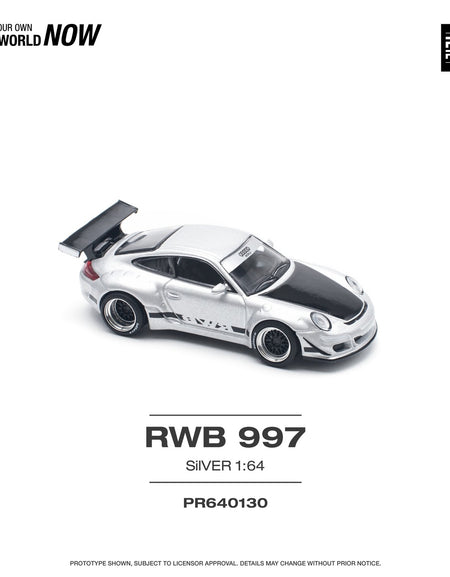 POPRACE 1/64 RWB 997 Silver Diecast Model Car