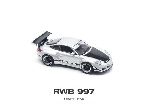 Load image into Gallery viewer, POPRACE 1/64 RWB 997 Silver Diecast Model Car
