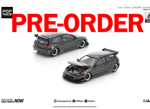 Load image into Gallery viewer, (Pre-order) POPRACE 1/64 PANDEM CIVIC EG6 DARK CHROME Diecast Model Car
