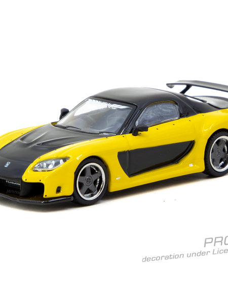 Tarmac Works 1/64 Mazda RX-7 VeilSide Fortune7 Yellow / Black Model