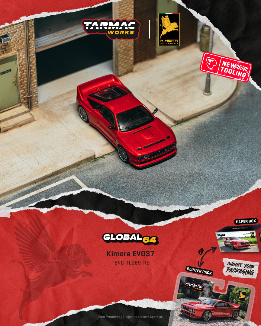 (Pre-order) Tarmac Works 1/64 Kimera EVO37 Red Diecast Model Car