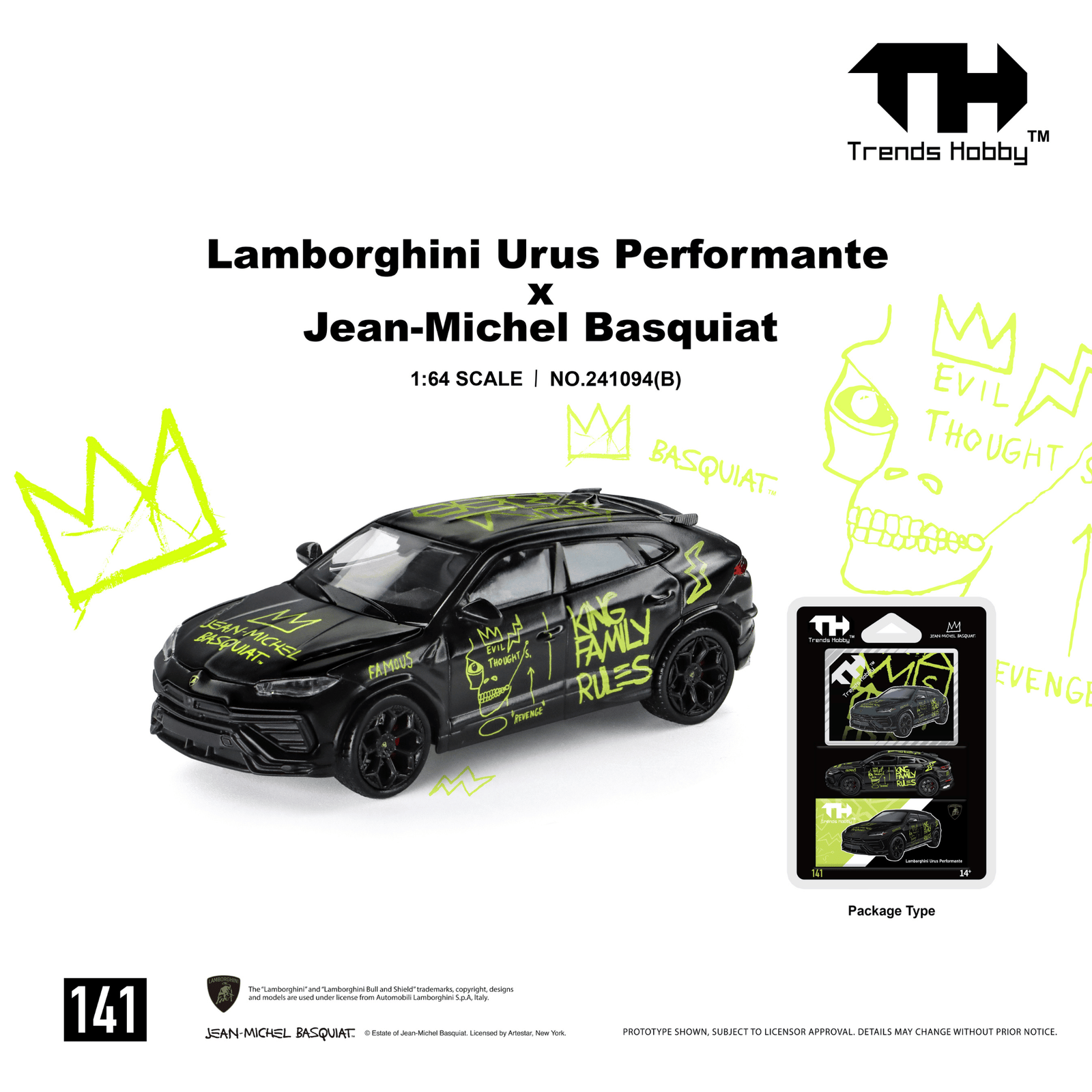 (Pre-order) Trends Hobby 1/64 Lamborghini Urus Performance & Basquiat Black
