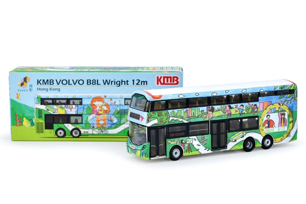 Tiny City Die-cast Model Car - KMB VOLVO B8L WRIGHT Go Green, Anderson (213X)