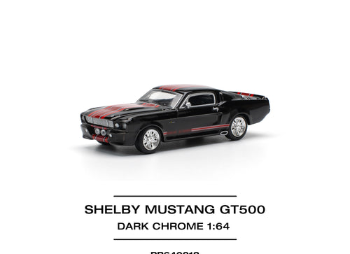 Load image into Gallery viewer, POPRACE 1/64 SHELBY MUSTANG GT500 DARK CHROME Diecast Model Car
