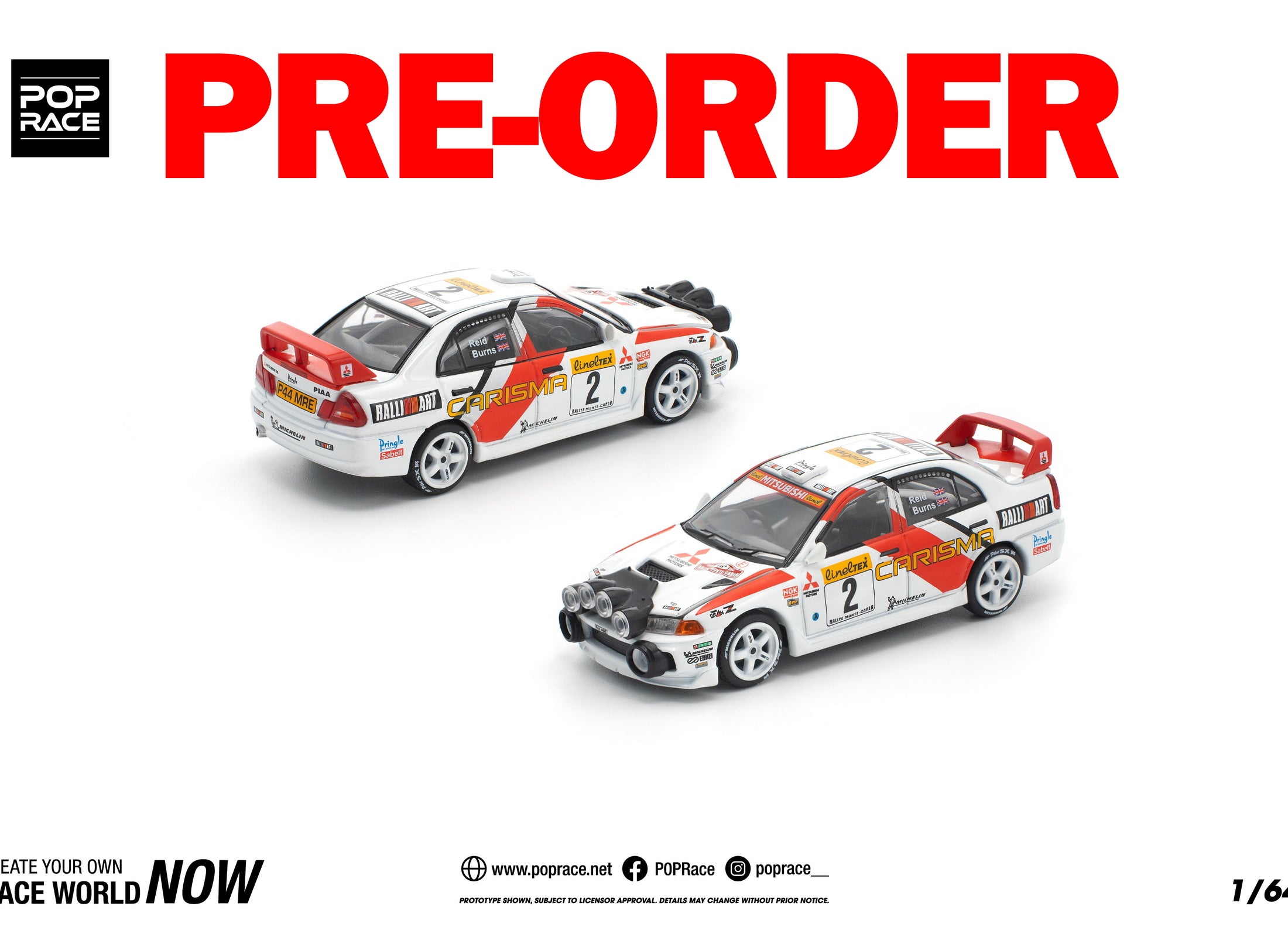 (Pre-order) POPRACE 1/64 MITSUBISHI LANCER EVOLUTION IV - 1998 MONTE CARLO RALLY