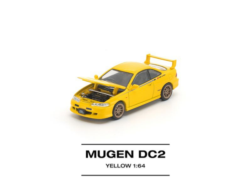 Load image into Gallery viewer, (Pre-order) POP RACE 1/64 MUGEN DC2 Yellow Diecast Model Car #PR640377
