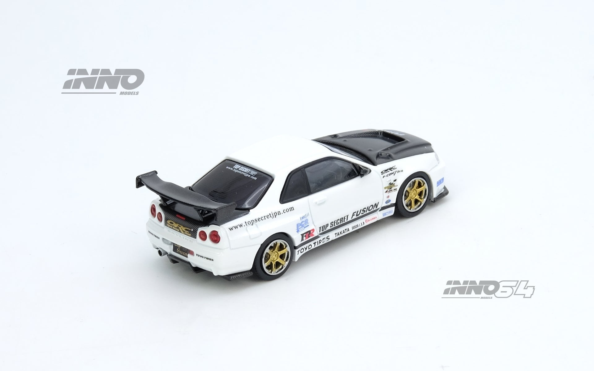 INNO64 1/64 TOP SECRET R34 GT-R White Diecast Model Car