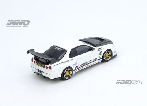 Load image into Gallery viewer, INNO64 1/64 TOP SECRET R34 GT-R White Diecast Model Car
