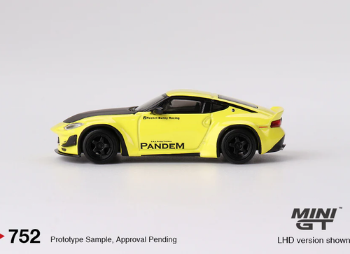 Load image into Gallery viewer, Mini GT #752 1/64 Nissan Z Pandem Ikazuchi Yellow Model car RHD
