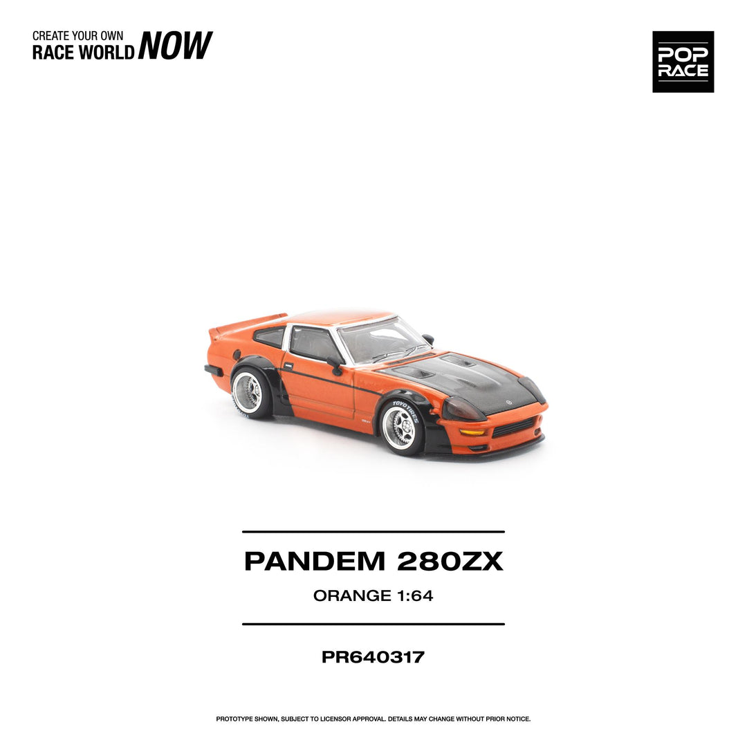 (Pre-order) POP RACE 1/64 PANDEM 280ZX ORANGE Diecast Model Car #PR640317
