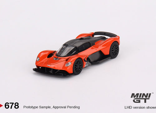 Load image into Gallery viewer, Mini GT #678 1/64 Aston Martin Valkyrie  Maximum Orange Model Car
