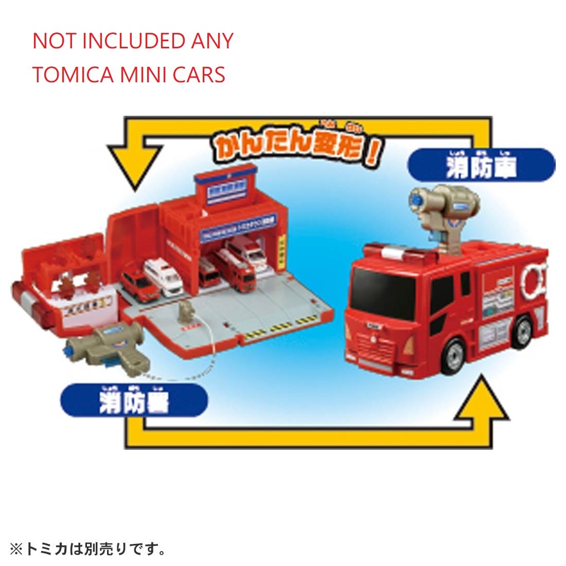 Takara Tomy Tomica World - Transform Fire Truck Fire Station (No Cars included)