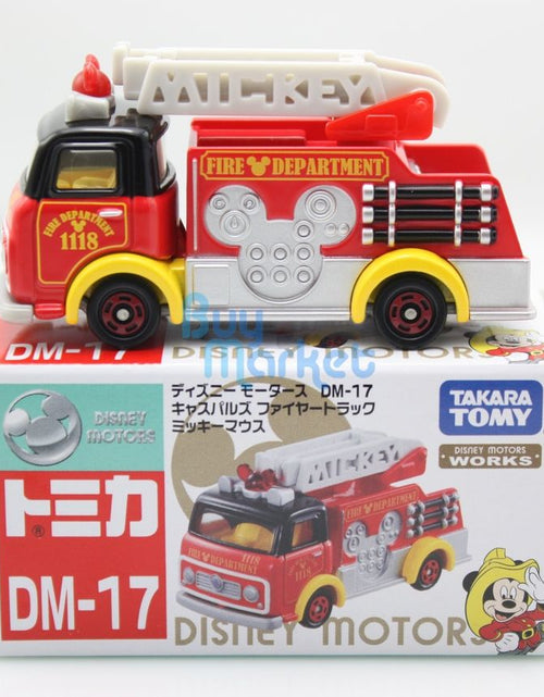 Load image into Gallery viewer, Takara Tomy Tomica Disney Motors DM-17 Mickey Mouse Fire Truck Toy Car 2015
