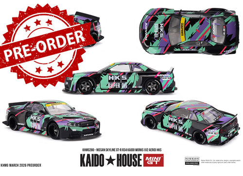 Load image into Gallery viewer, (Pre-order) Kaido House Mini GT Nissan Skyline GT-R R34 Kaido Works V2 Aero HKS
