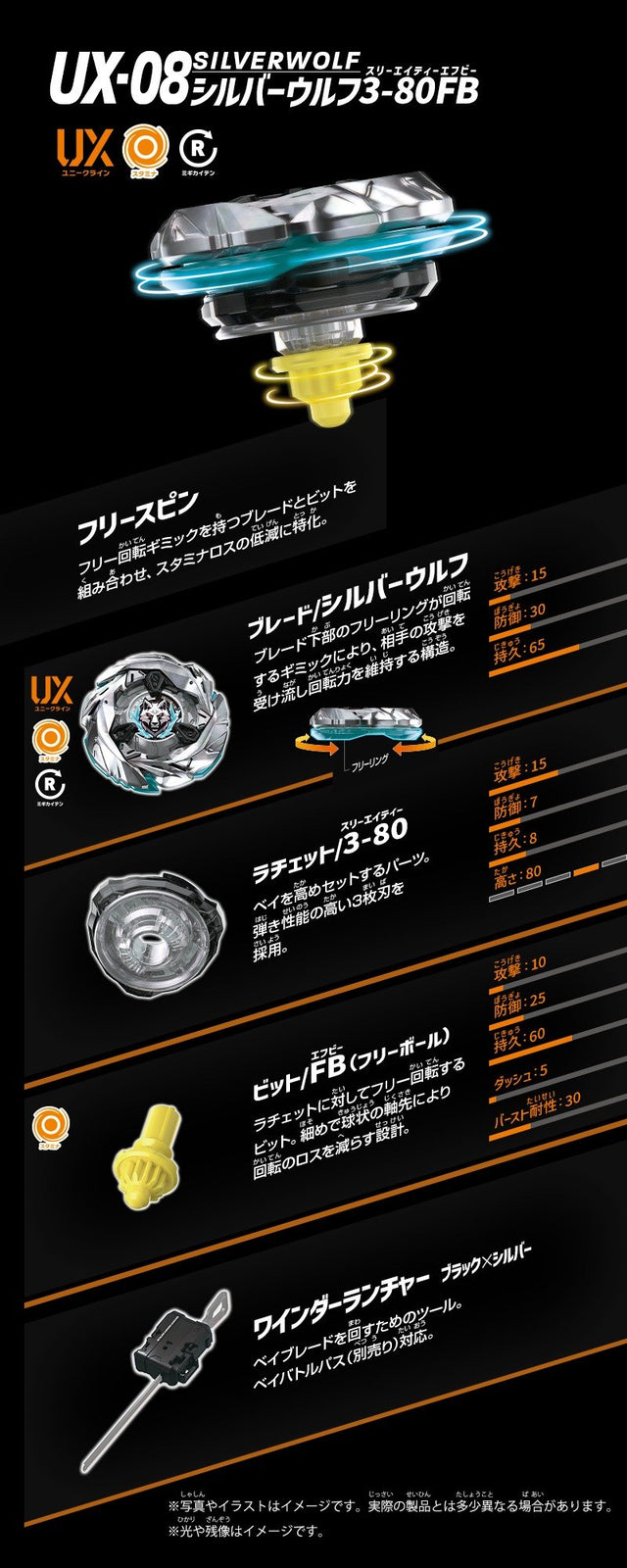 (Pre-order / Shipping Date: Jul 2026)Takara Tomy Beyblade X Starter UX-08 Silver Wolf 3-80FB