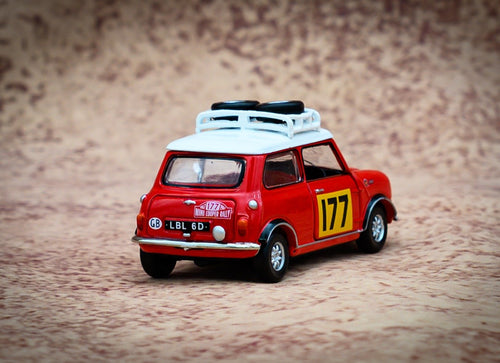 Load image into Gallery viewer, TINY Hong Kong #177 Mini Cooper Rally Red Mk1 Scale 1:50 Diecast Mini  Car
