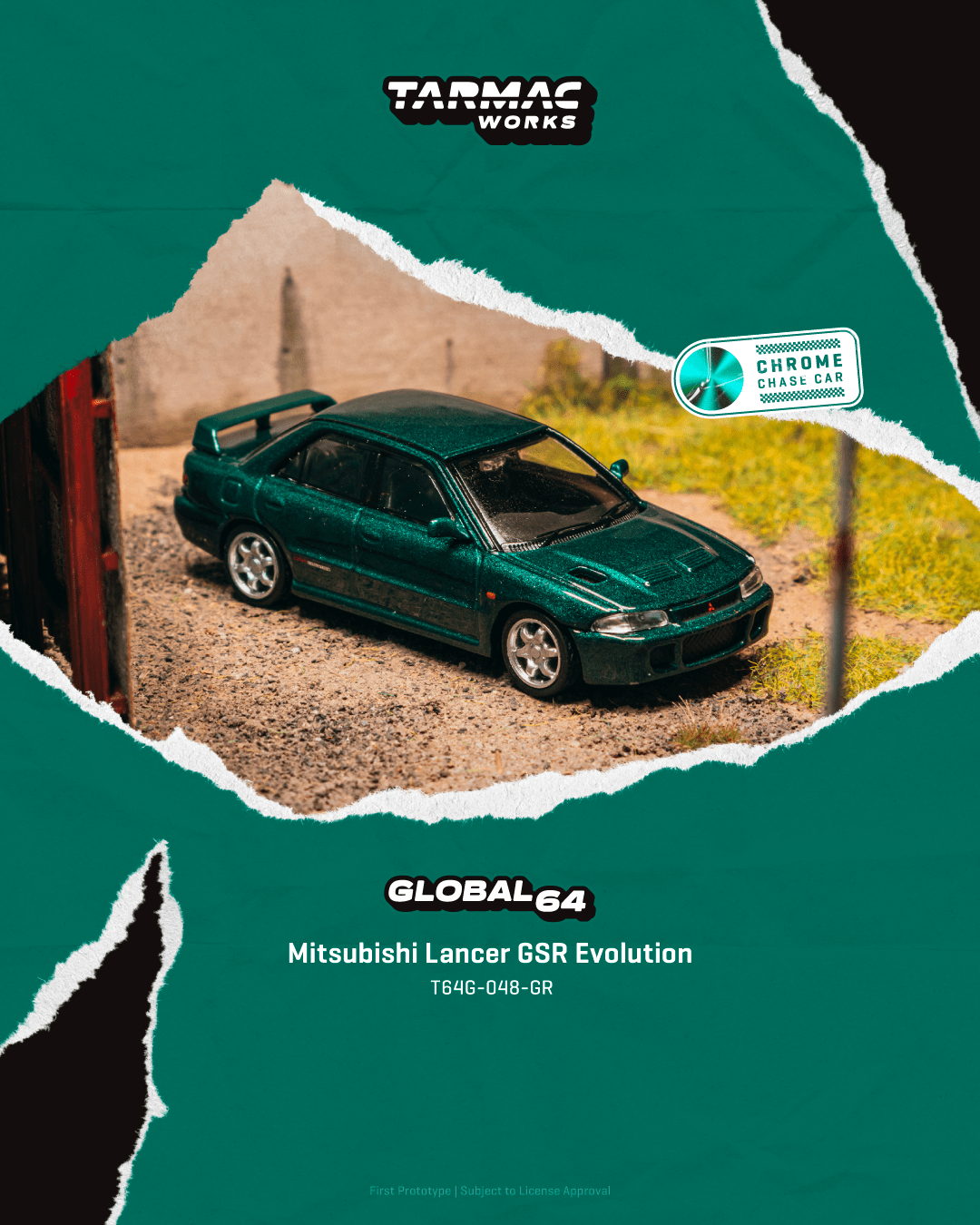 (Pre-order) Tarmac Works 1/64 Mitsubishi Lancer GSR Evolution Green Metallic