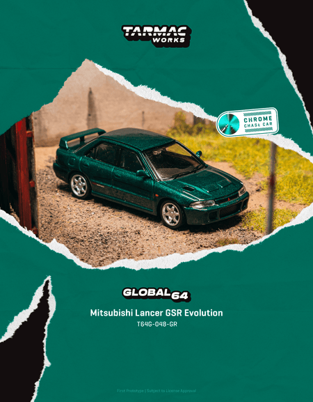 Tarmac Works 1/64 Mitsubishi Lancer GSR Evolution Green Metallic