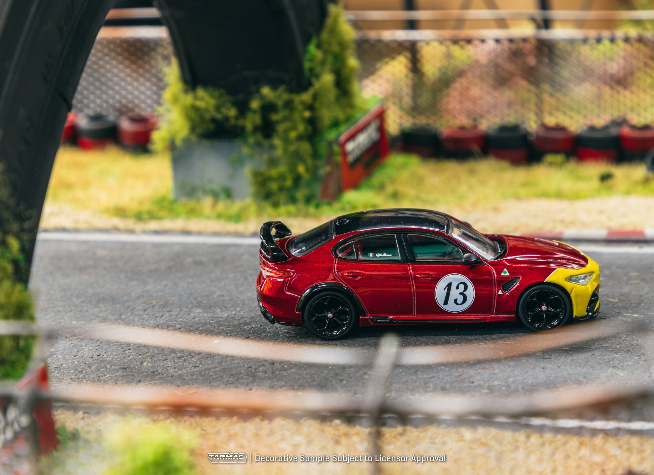 Tarmac Works 1/64 Alfa Romeo Giulia GTAm Red Yellow Diecast Model