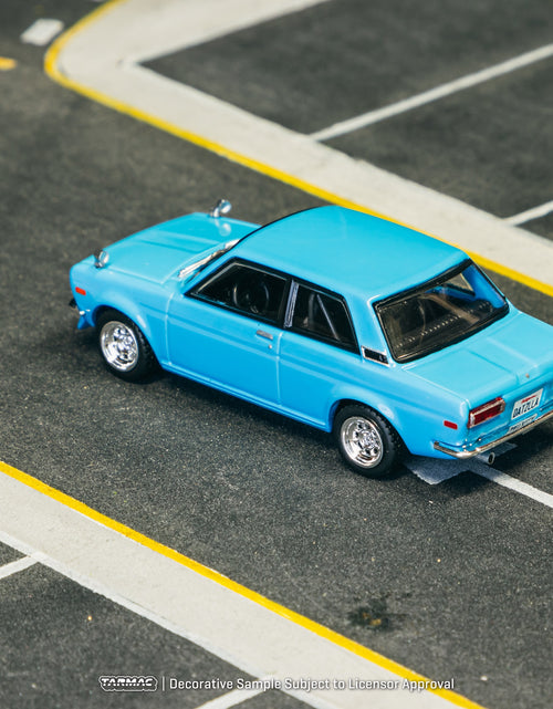 Load image into Gallery viewer, Tarmac Works 1/64 Datsun 510 Light Blue Diecast Model Car
