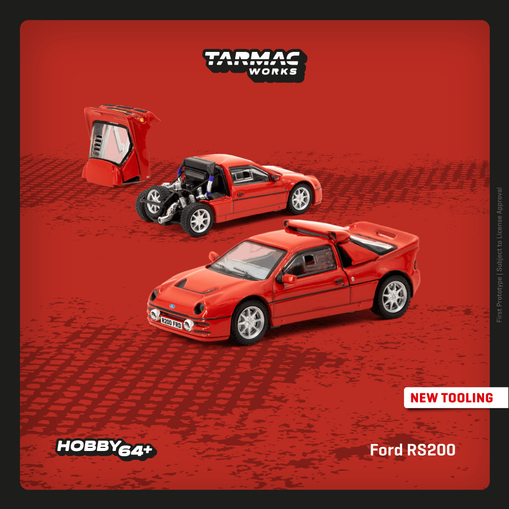 Tarmac Works 1/64 Ford RS200 Red Diecast Model Car
