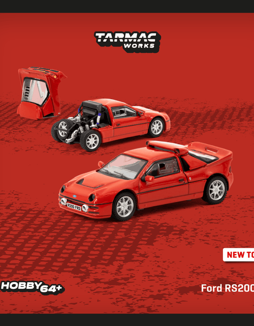 Load image into Gallery viewer, Tarmac Works 1/64 Ford RS200 Red Diecast Model Car
