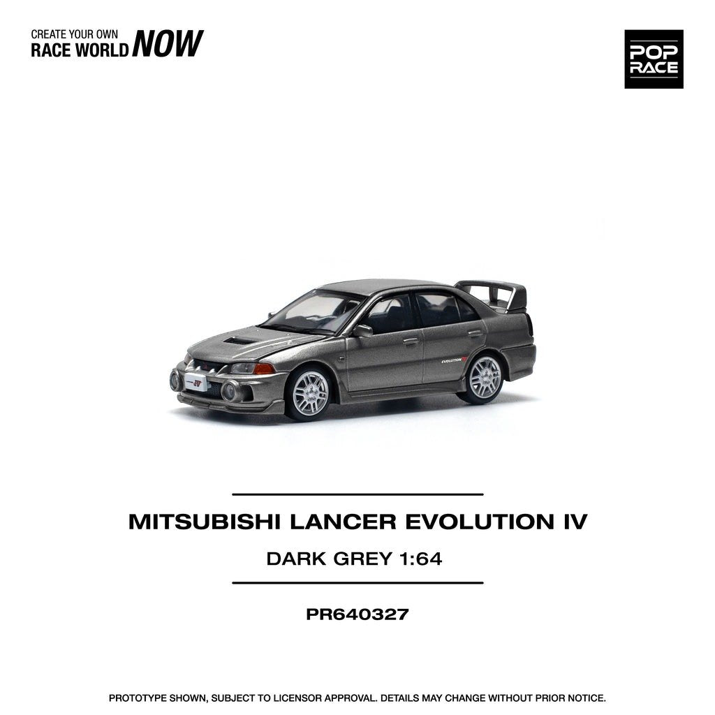 POP RACE 1/64 MITSUBISHI LANCER EVOLUTION IV DARK GREY Diecast Model