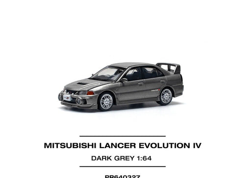 Load image into Gallery viewer, POP RACE 1/64 MITSUBISHI LANCER EVOLUTION IV DARK GREY Diecast Model
