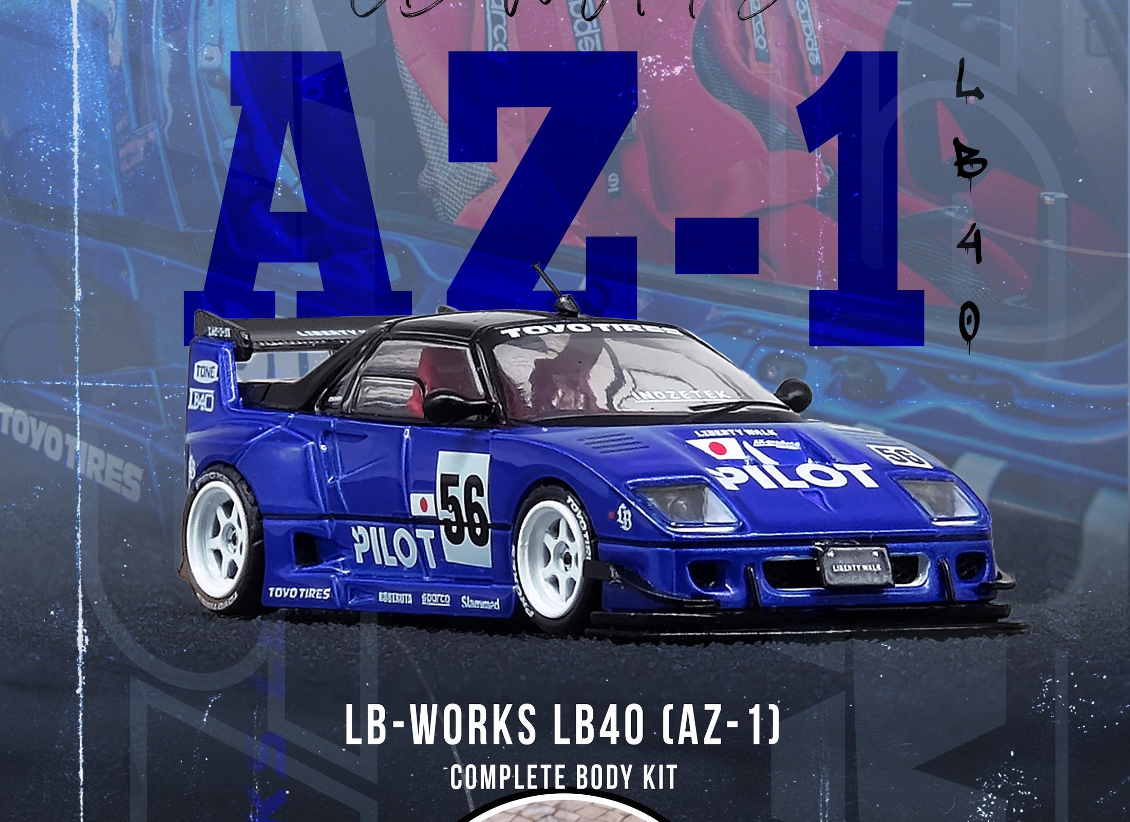 INNO64 1/64 MAZDA AZ-1 LIBERTY WALK LB40 "PILOT" Diecast Model Car