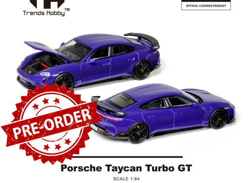 Load image into Gallery viewer, (Pre-order) Trends Hobby Diecast 1/64 Porsche Taycan Turbo GT (Purple) #241087A
