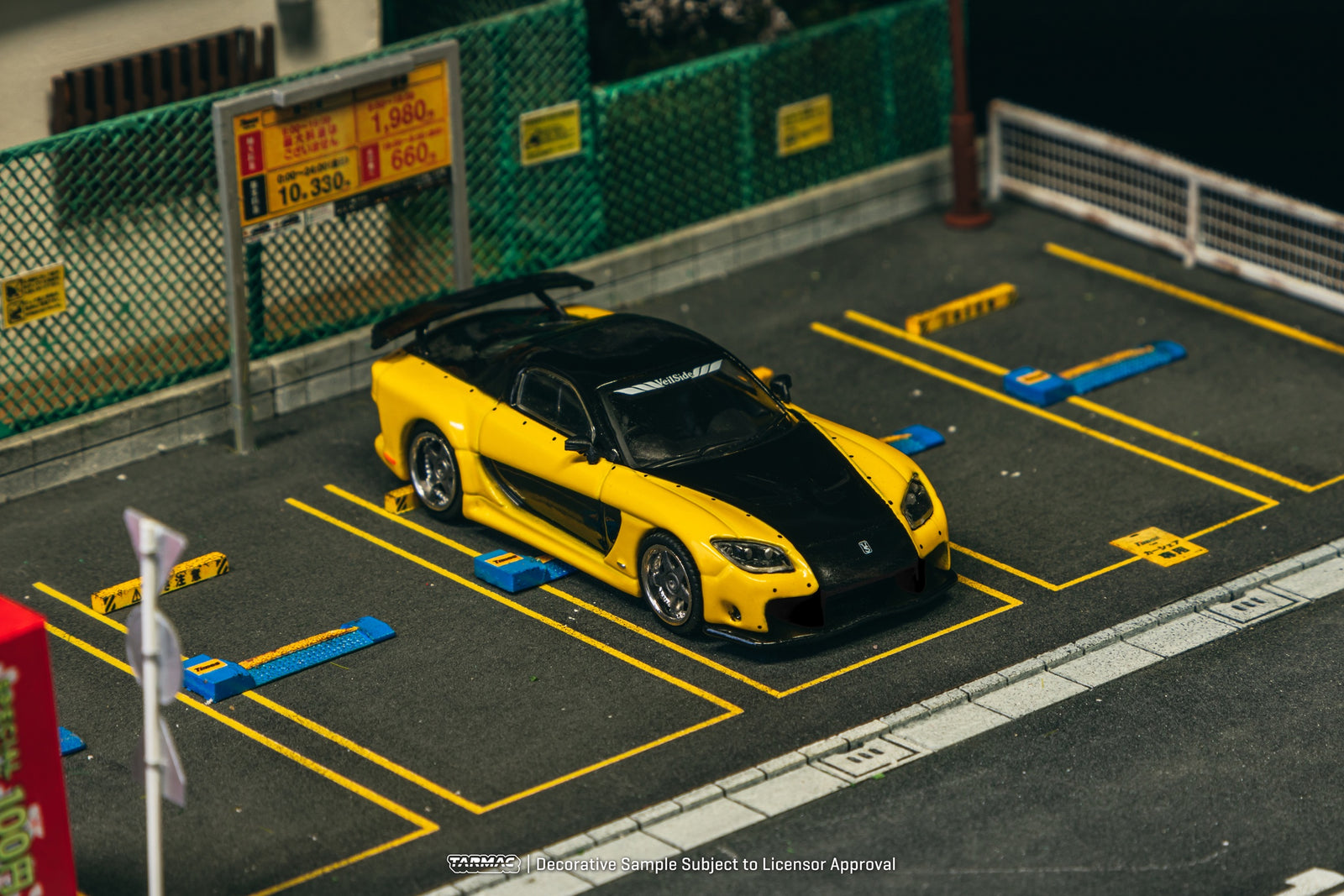 Tarmac Works 1/64 Mazda RX-7 VeilSide Fortune7 Yellow / Black Model
